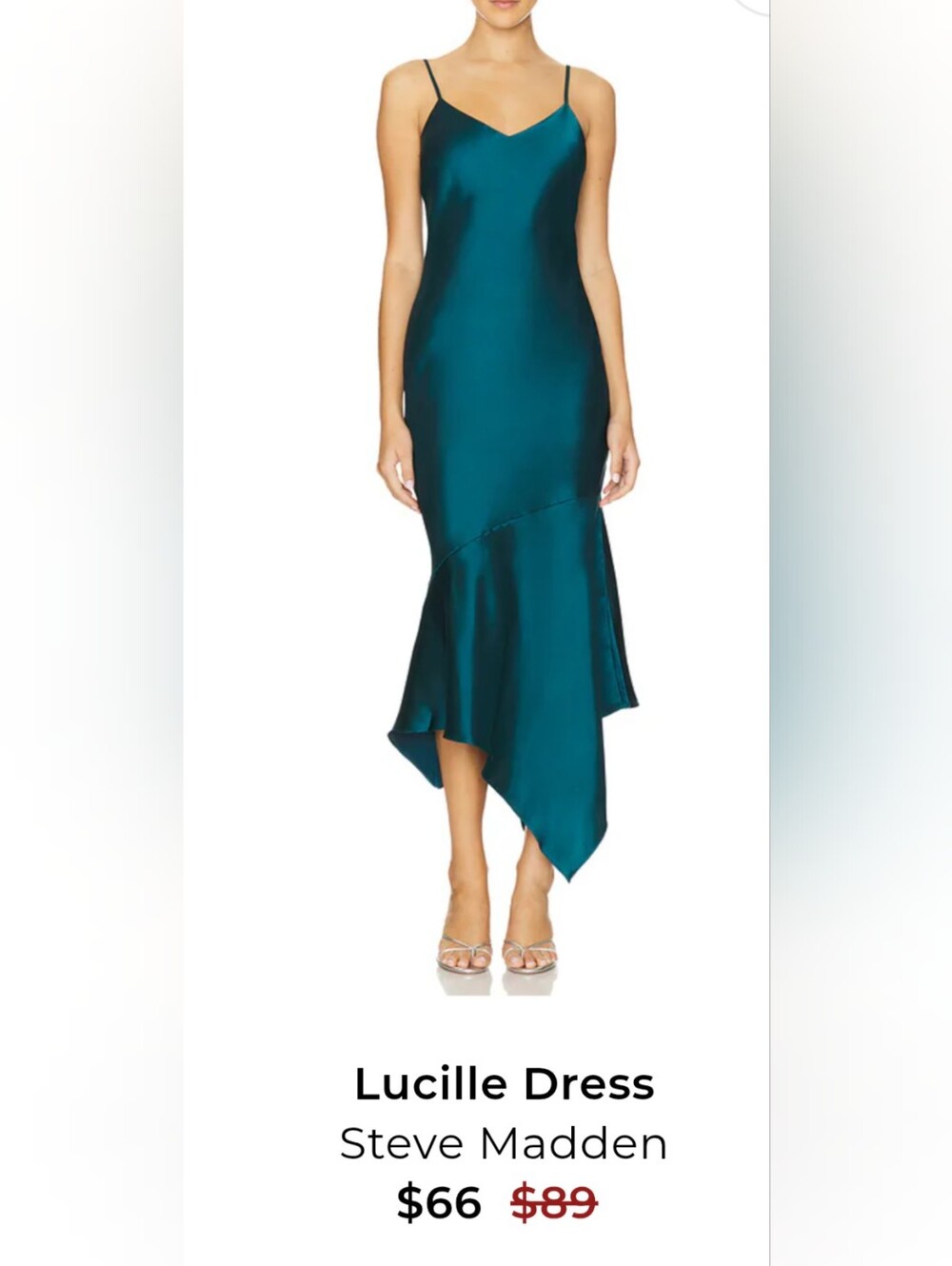 NWOT Steve Madden Lucille Satin Teal Dress Size L
